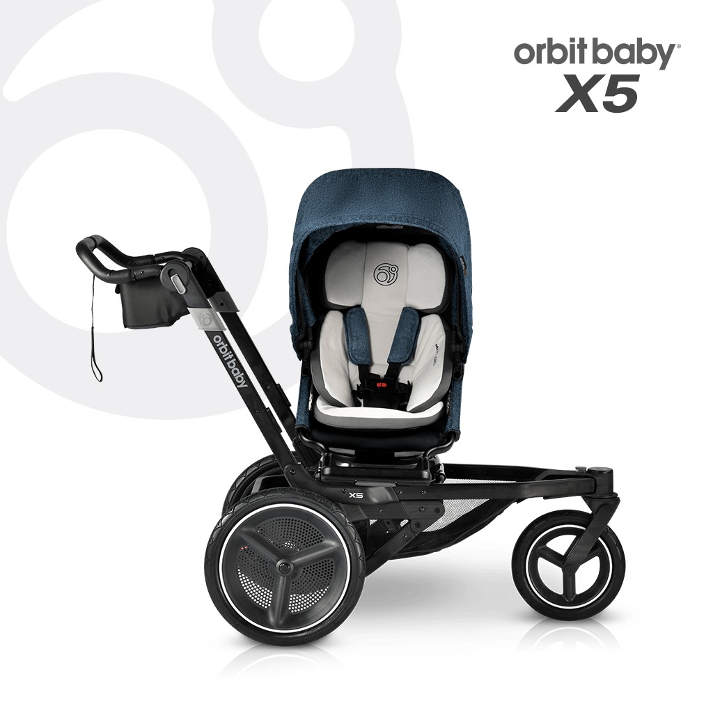 [오르빗][휴대용유모차 증정] X5 디럭스 아기 신생아 조깅 유모차 - 블랙 (멜란지네이비)